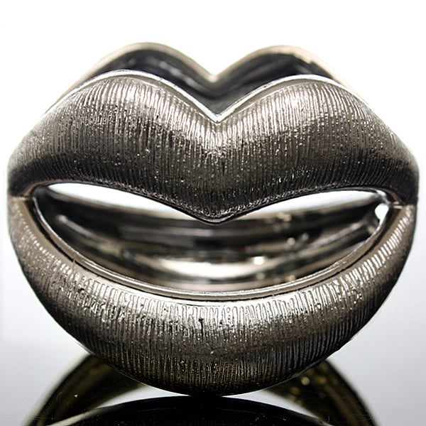 Gray Sexy Large Lips Hinged Bracelet
