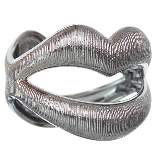 Gray Sexy Large Lips Hinged Bracelet