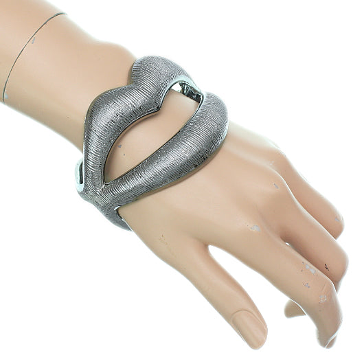 Gray Sexy Large Lips Hinged Bracelet