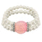 Light Pink Gemstone Faux Pearl Stretch Bracelet