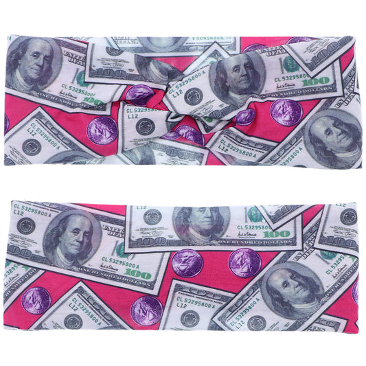 Pink Money Criss Cross Stretch Headband