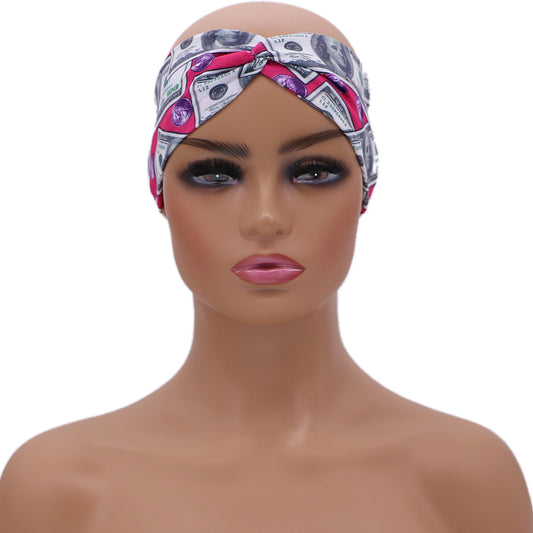 Pink Money Criss Cross Stretch Headband