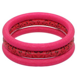 Pink 3-Piece Wooden Cheetah Stacked Bracelets