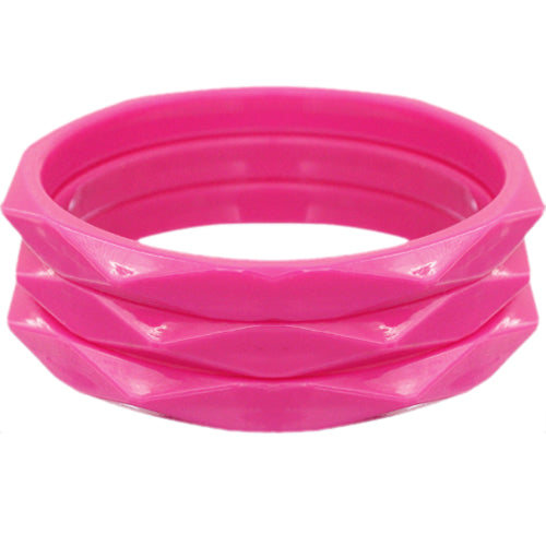 Pink 3-Piece Flat Design Stacked Bracelets