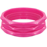 Pink 3-Piece Flat Design Stacked Bracelets