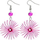 Pink Bead Coil Slinky Dangle Earrings