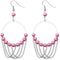 Pink Beaded Intertwined Chain Hoop Earrings