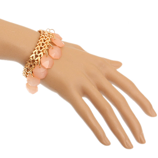 Pink Hanging Beaded Chain Bracelet
