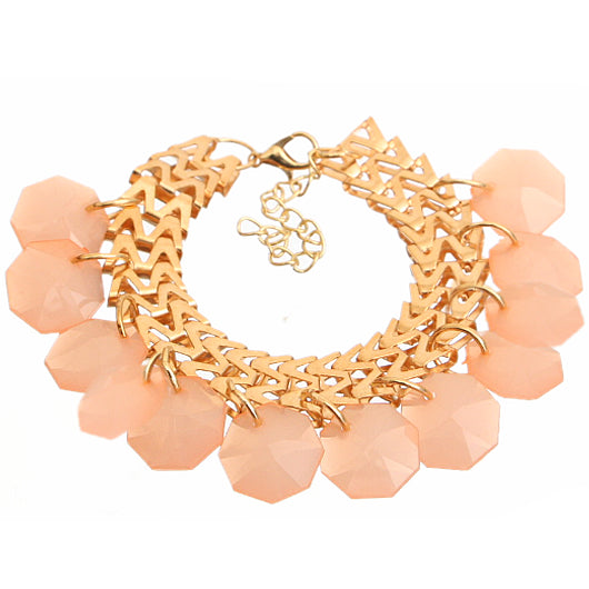 Pink Hanging Beaded Chain Bracelet