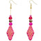Pink Ethnic Carved Pattern Bead Drop Earrings