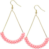 Pink Beaded Iridescent Drop Chain Earrings