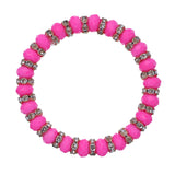 Pink Rhinestone Stretch Bead Bracelet