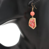 Pink Terracotta Beaded Faux Gemstone Dangle Earrings