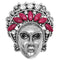 Pink Beaded Rhinestone Female Face Adjustable Ring