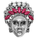 Pink Beaded Rhinestone Female Face Adjustable Ring