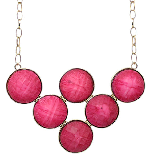 Pink Beaded Statement Chain Necklace