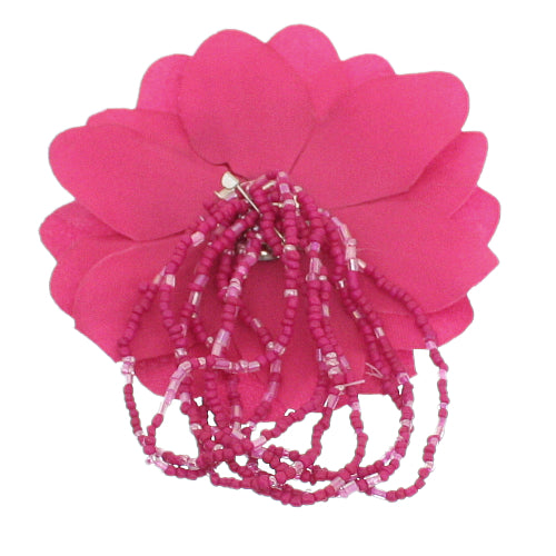 Pink Beaded Stretch Flower Bracelet