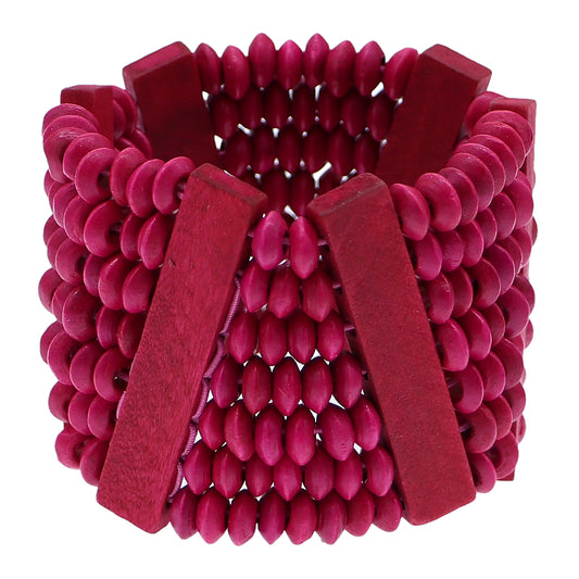 Pink Wooden Bead Stretch Bracelet