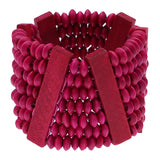 Pink Wooden Bead Stretch Bracelet