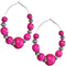 Pink Oversized Wooden Beaded Spacer Hoop Earrings
