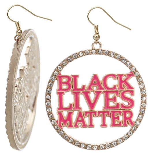 Pink Black Lives Matter Metal Hoop Earrings