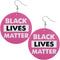 Pink Wooden Black Lives Matter Round Earrings