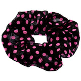 Pink Black Polka Dot Elastic Hair Scrunchie