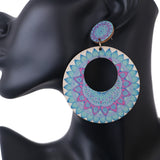 Blue Pink Kaleidoscope Pattern Earrings