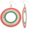 Pink Blue Thin Disc Dangle Earrings