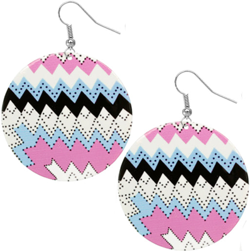 Pink Blue Zigzag Earrings