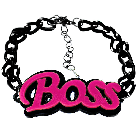 Pink Boss Letter Link Chain Bracelet