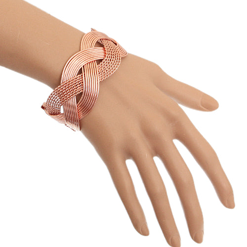 Rose Gold Braided Mesh Cuff Bracelet