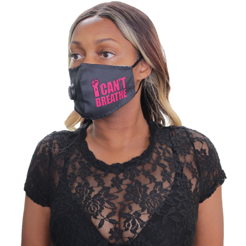 Pink I Can't Breath Filter Pocket Face Mask