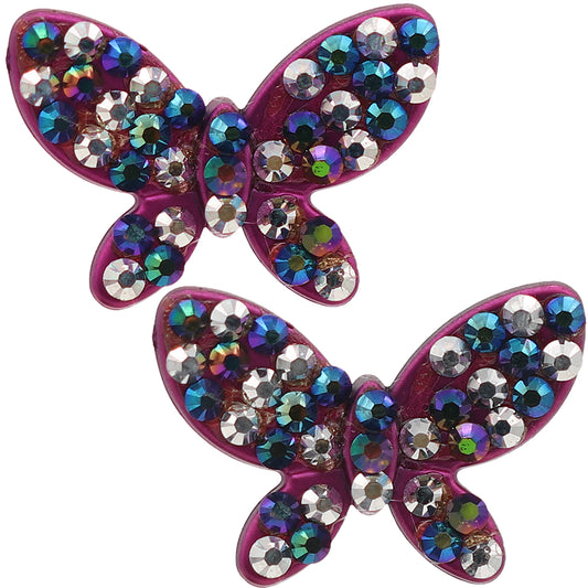 Pink Butterfly Beaded Stud Earrings