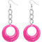 Pink Chain Link Drop Hoop Earrings