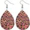 Pink Cheetah Print Wooden Teardrop Earrings