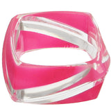 Pink Clear Striped Square Bangle Bracelet