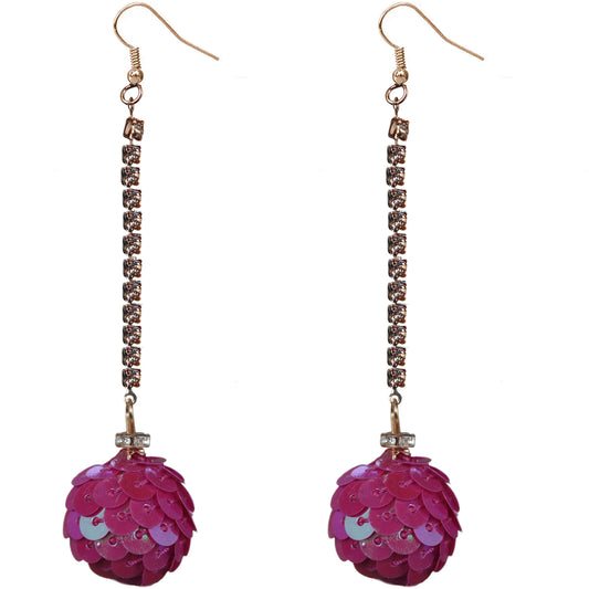 Magenta Pink Iridescent Confetti Ball Chain Earrings