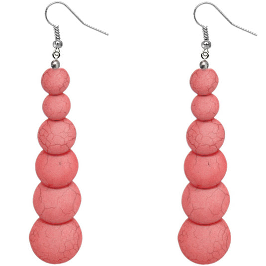Pink Coral Semi Precious Stone Earrings