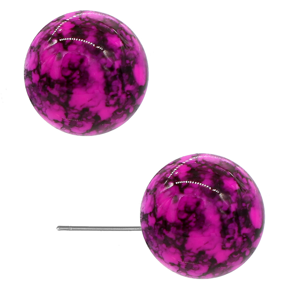 Pink Cracked Pattern Post Earrings