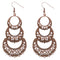Pink Crescent Moon Filigree Dangle Earrings