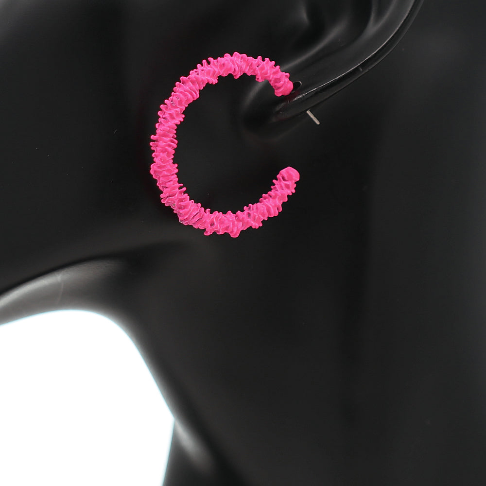 Pink Crinkle Mini Hoop Earrings