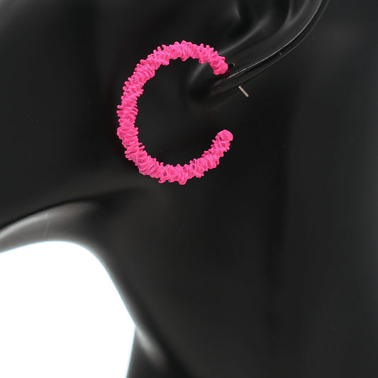 Pink Crinkle Mini Hoop Earrings