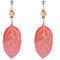 Pink CZ Leaf Drop Earrings