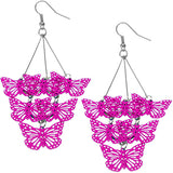 Pink Butterfly Dangle Earrings