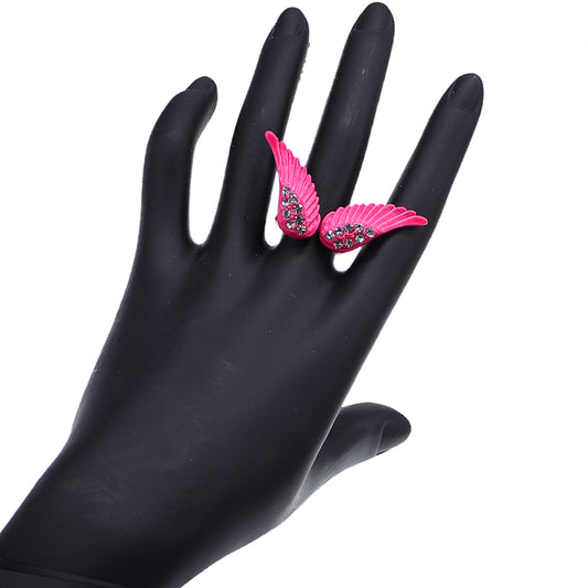 Pink Double Angel Wing Cuff Ring