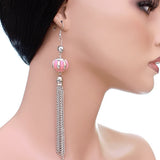 Pink Multi Chain Drop Earrings