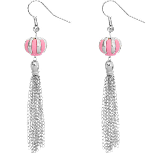 Pink Multi Chain Drop Earrings