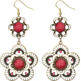 Pink Elegant Floral Gemstone Dangle Earrings