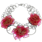Pink Tulle Flower Chain Bracelet